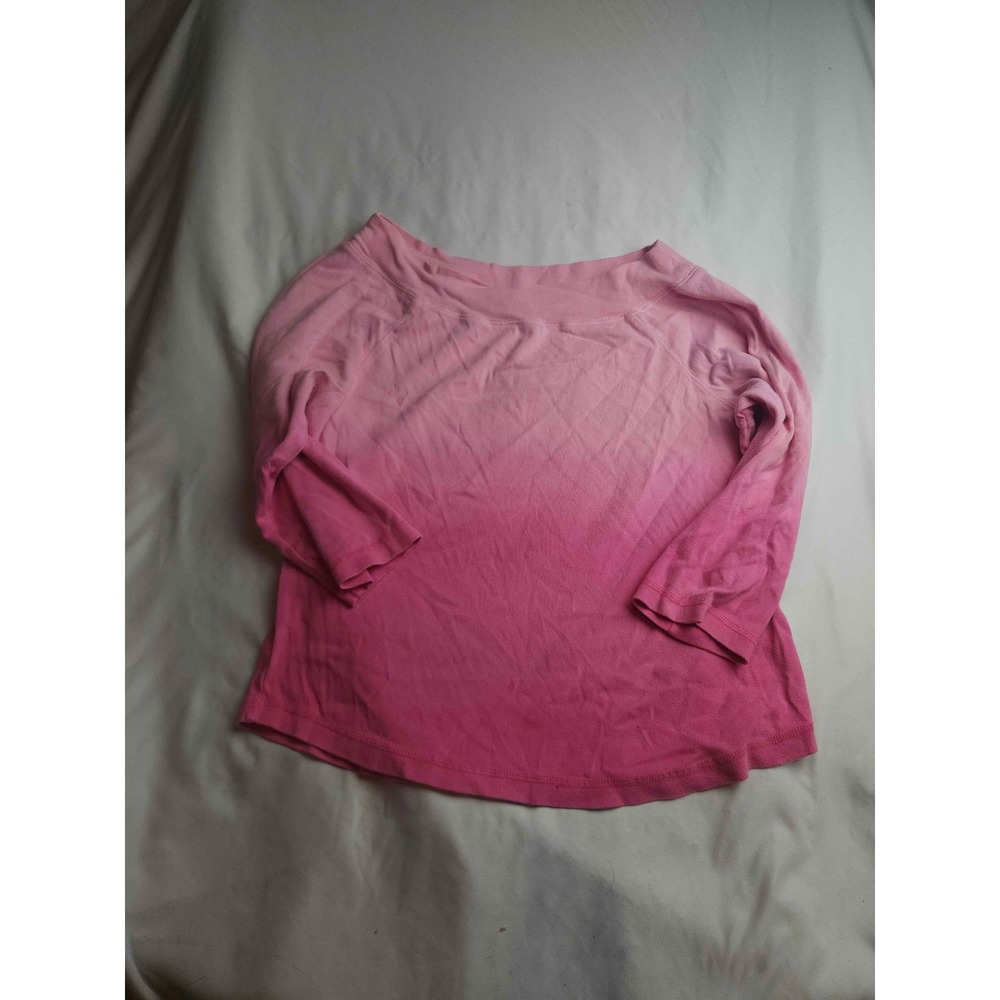 St Johns Bay Womens XL Pink Ombre Boat Neck 100% Cotton Long Sleeve Top